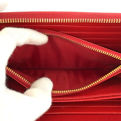 Prada Saffiano Ribbon Red Gold Leather Wallet — view 5