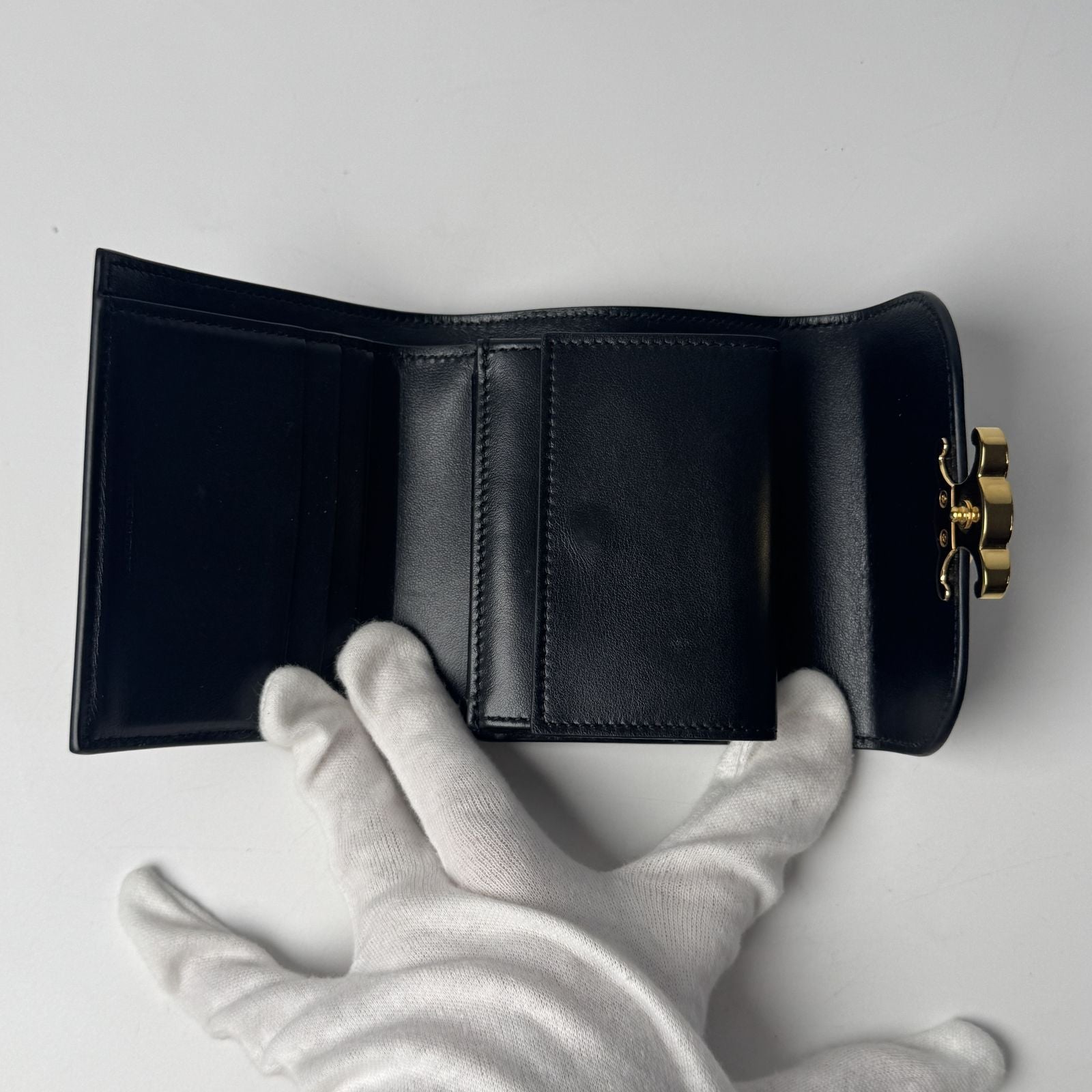 Celine Triomphe Small Flap Wallet Black — view 7