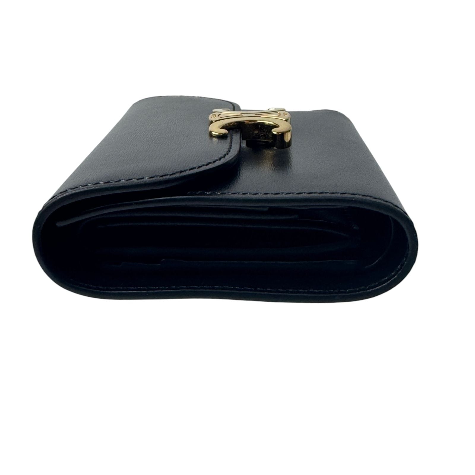 Celine Triomphe Small Flap Wallet Black — view 4