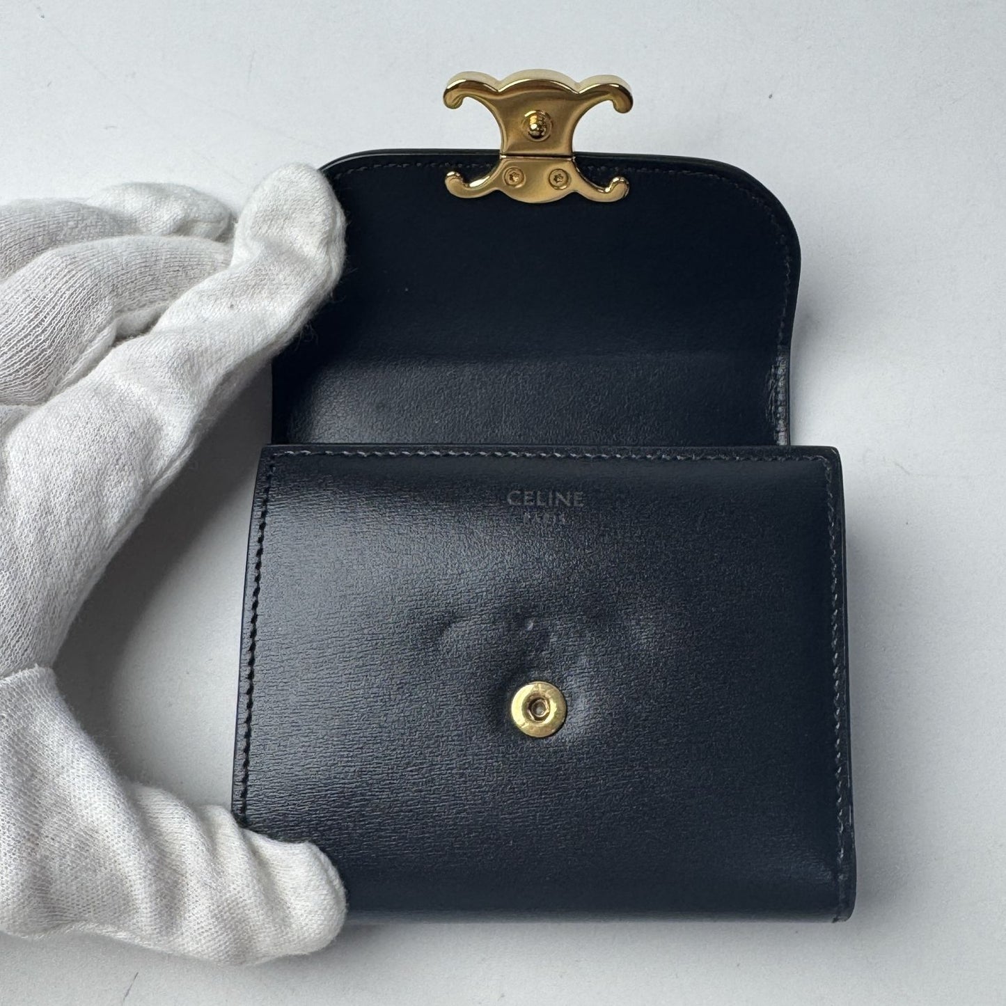 Celine Triomphe Small Flap Wallet Black — view 6