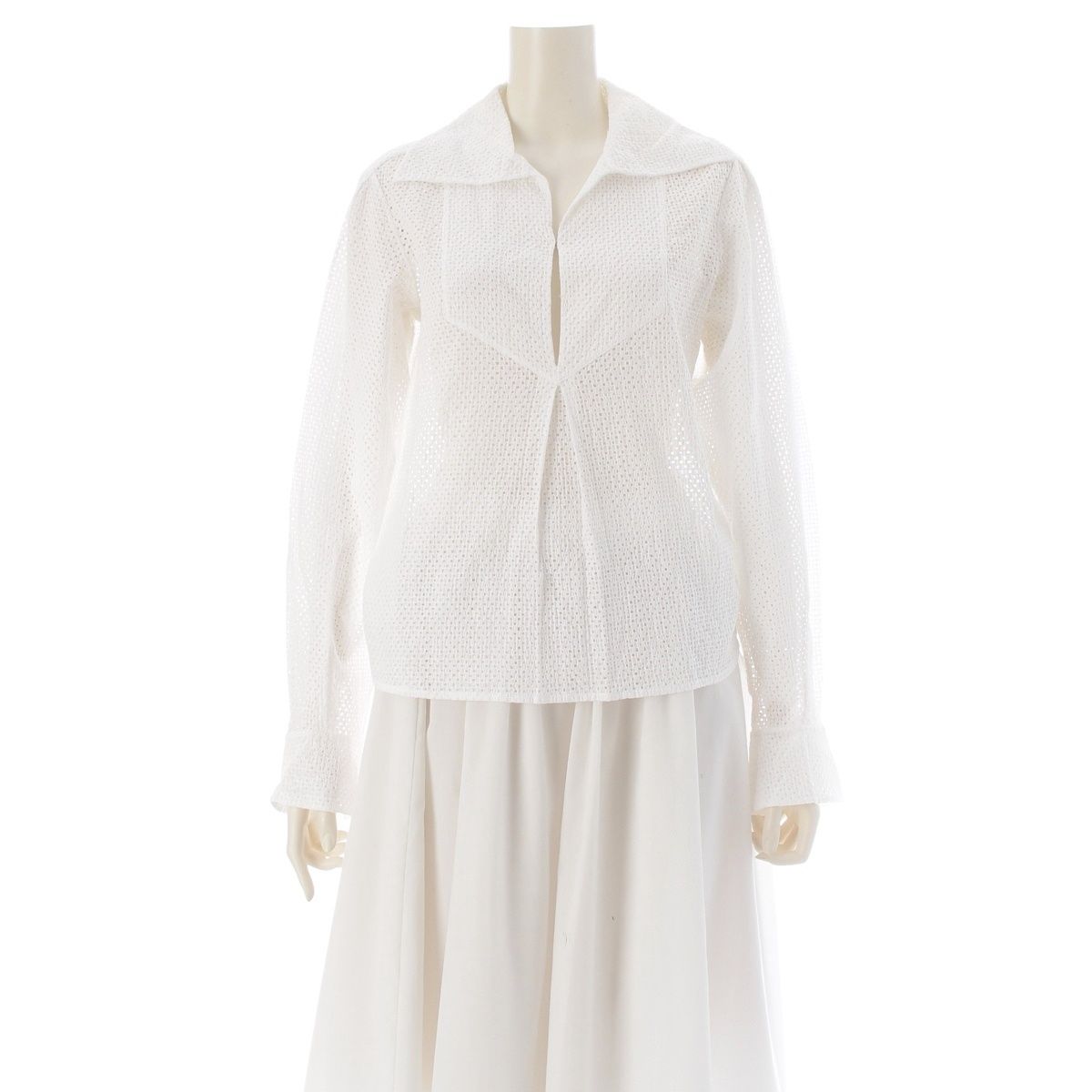 Chanel Cotton Coco Buttons Skipper Long Sleeve Shirt White 34