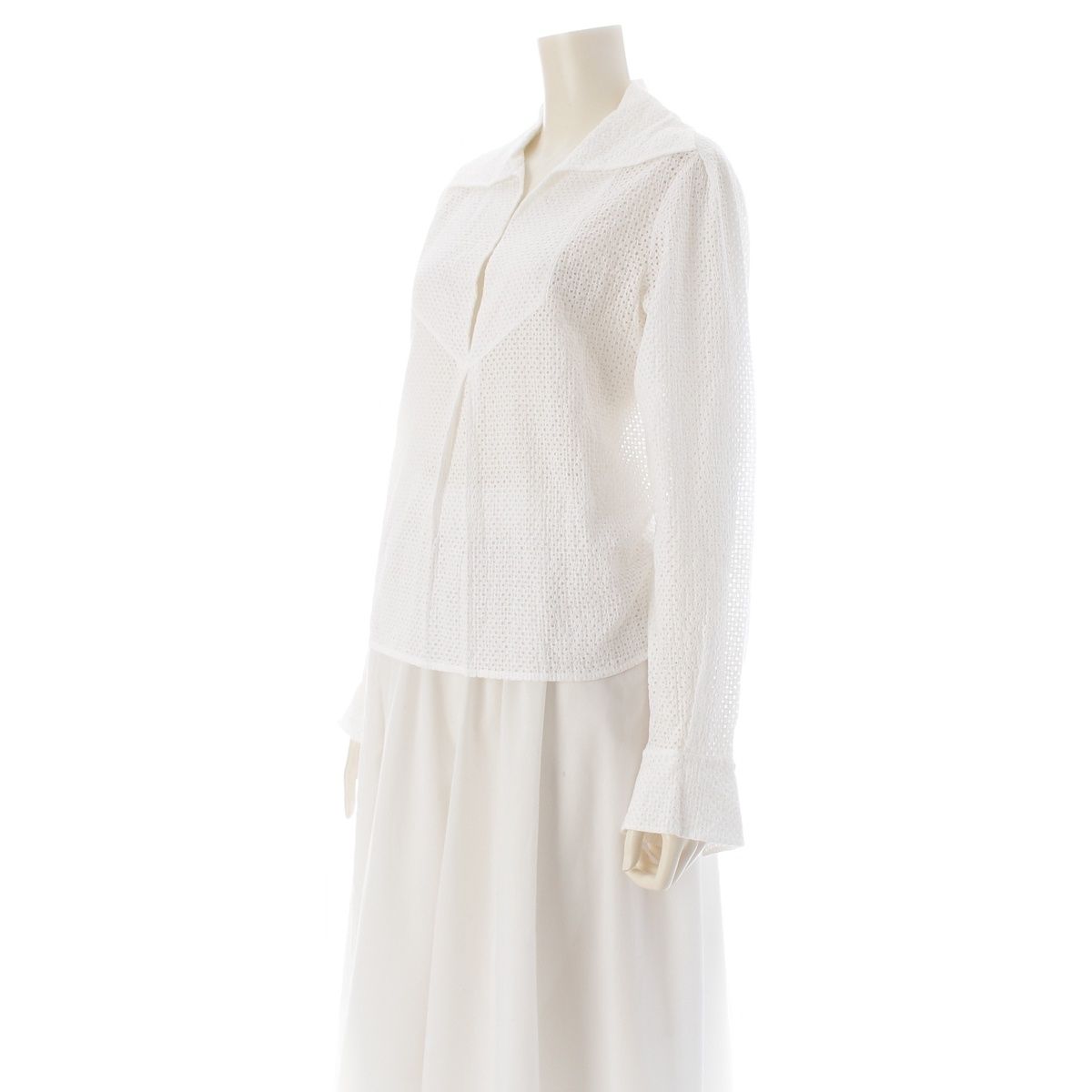 Chanel Cotton Coco Buttons Skipper Long Sleeve Shirt White 34 — view 2