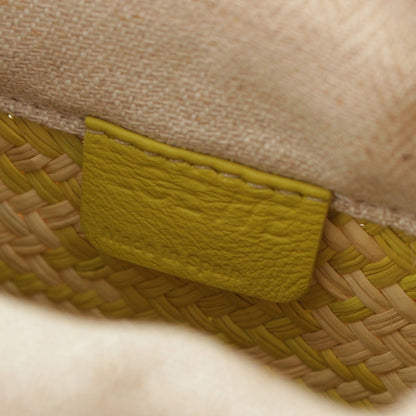 Loewe Raffia Leather Anagram Square Pocket Shoulder Bag Beige Green — view 7