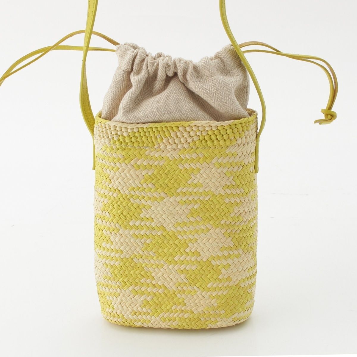 Loewe Raffia Leather Anagram Square Pocket Shoulder Bag Beige Green — view 4