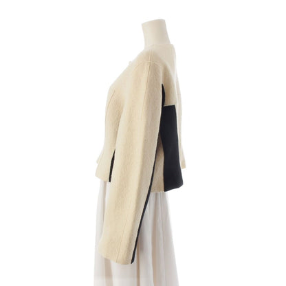 Chanel Wool Bicolor Zip Up Hem Chain Tailored Jacket White Black 38 — view 3