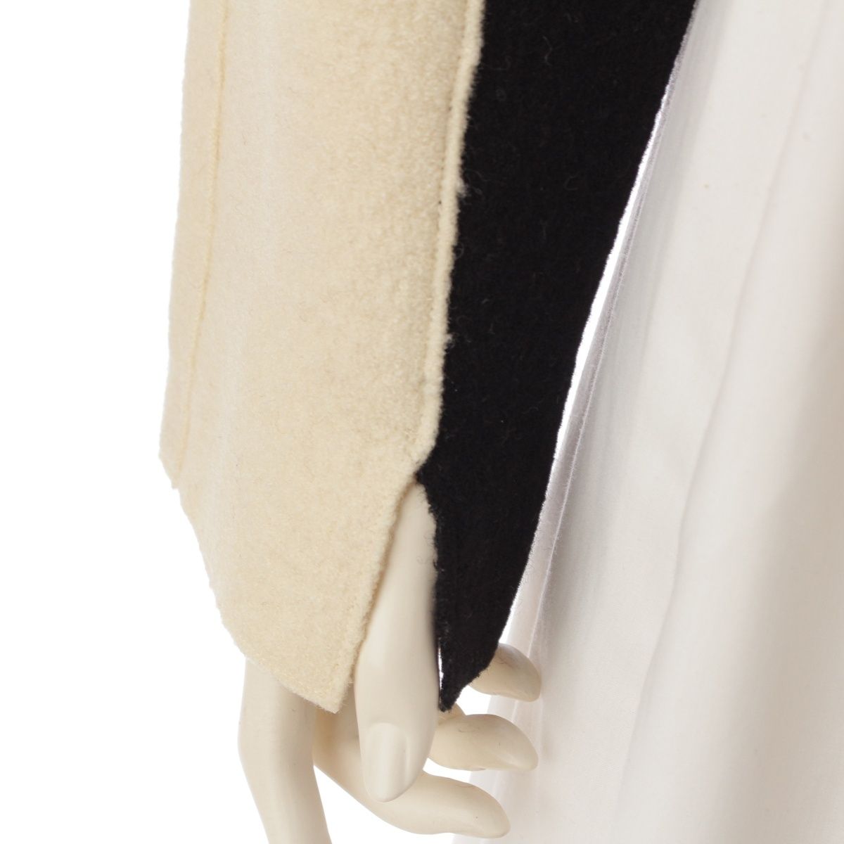Chanel Wool Bicolor Zip Up Hem Chain Tailored Jacket White Black 38 — view 6