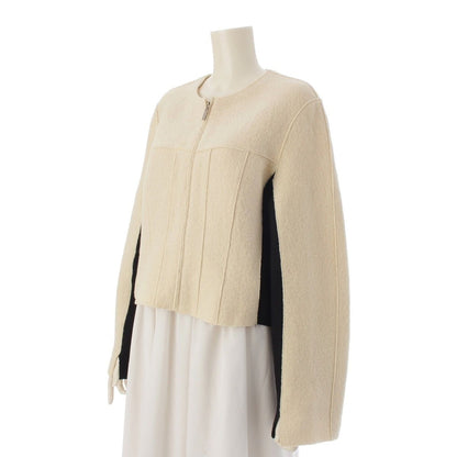 Chanel Wool Bicolor Zip Up Hem Chain Tailored Jacket White Black 38 — view 2