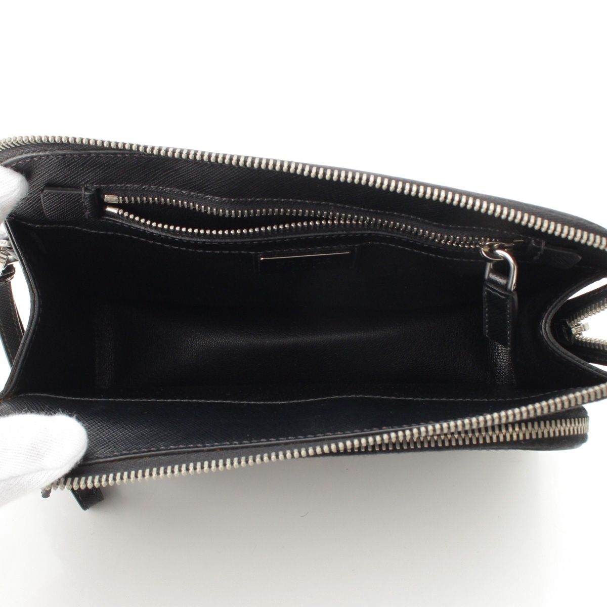 Prada Saffiano Leather Clutch Black — view 6