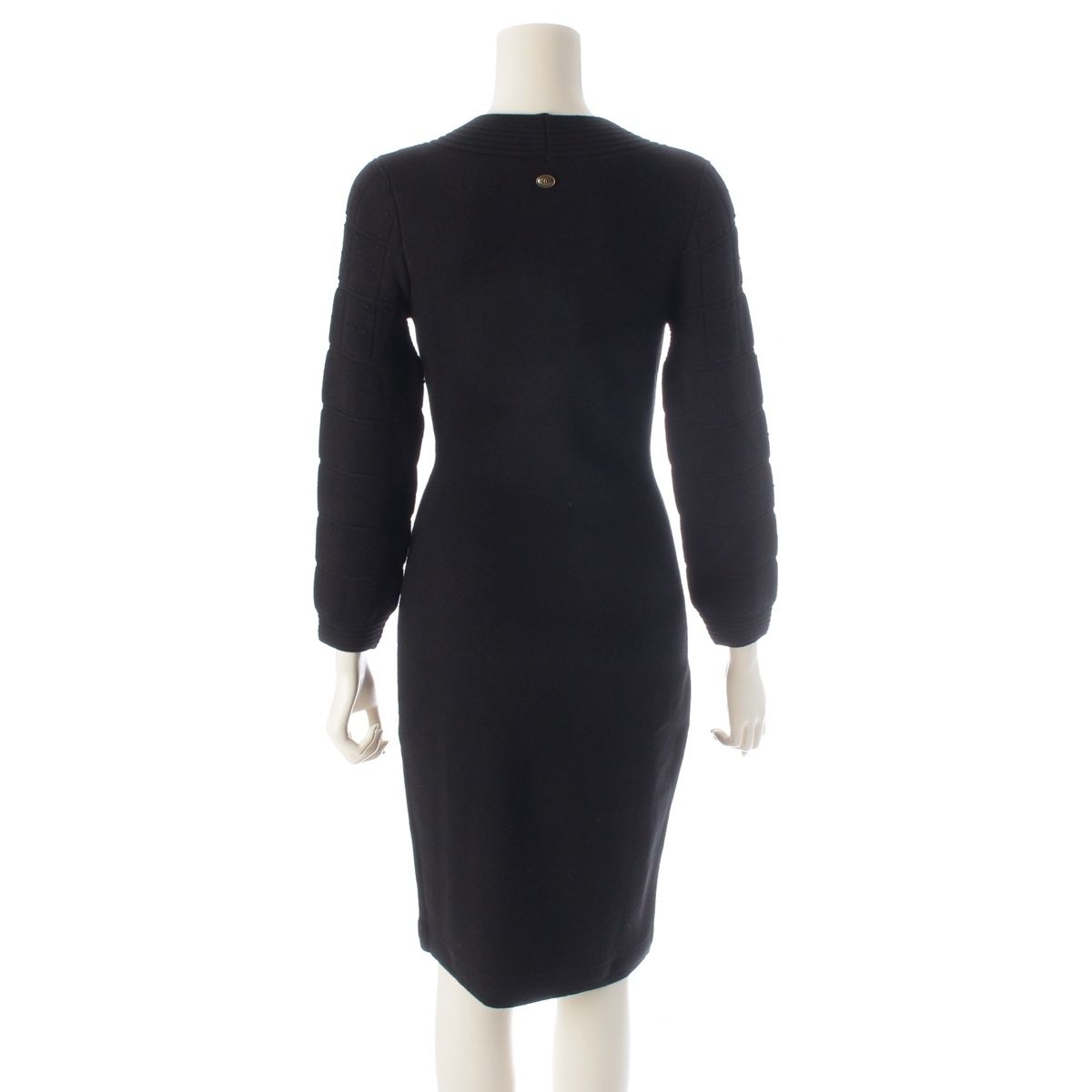 Chanel Viscose Cashmere Armor Design Crew Neck Knit Dress Black 34 — view 4