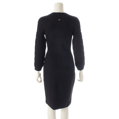 Chanel Viscose Cashmere Armor Design Crew Neck Knit Dress Black 34 — view 4