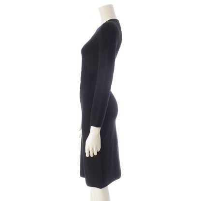 Chanel Viscose Cashmere Armor Design Crew Neck Knit Dress Black 34 — view 3