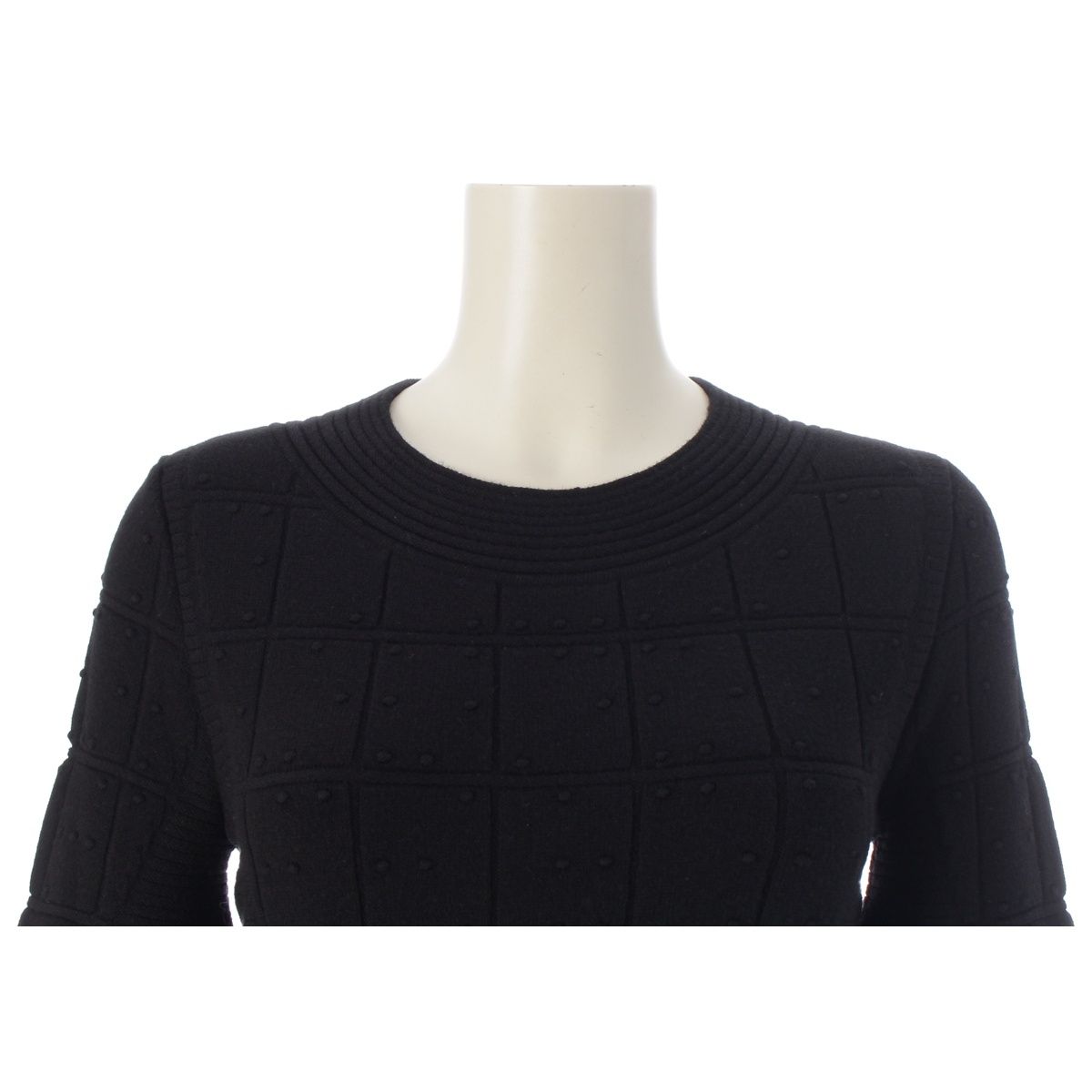 Chanel Viscose Cashmere Armor Design Crew Neck Knit Dress Black 34 — view 5