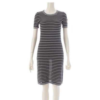 Chanel 09c Cashmere Silk Sleeve CC Logo Design Short Long Knit Dress Silver