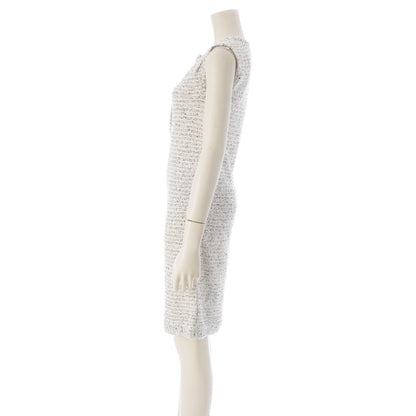 Chanel Tweed CC Logo Pearl Clear Button Sleeveless Fitted Dress White 36 — view 3