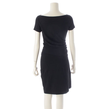Chanel Rayon Polyester Short Sleeve Gathered Design Boat Neck Lion Charm Dress — view 4