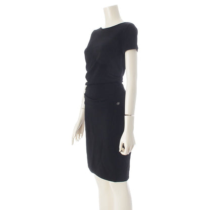 Chanel Rayon Polyester Short Sleeve Gathered Design Boat Neck Lion Charm Dress — view 2