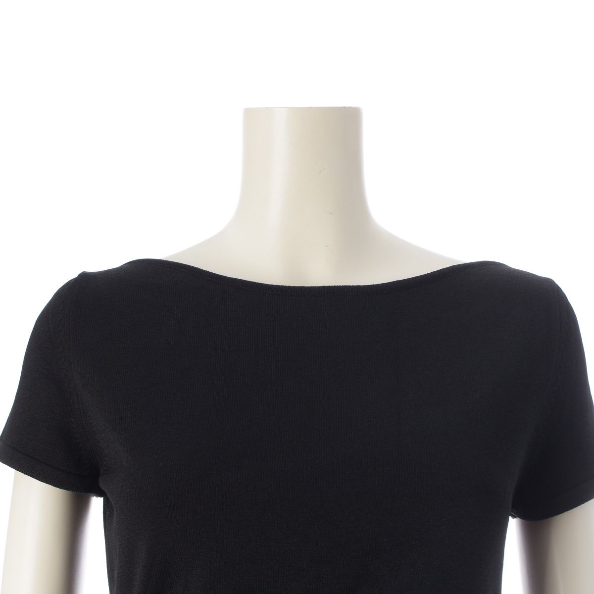 Chanel Rayon Polyester Short Sleeve Gathered Design Boat Neck Lion Charm Dress — view 5