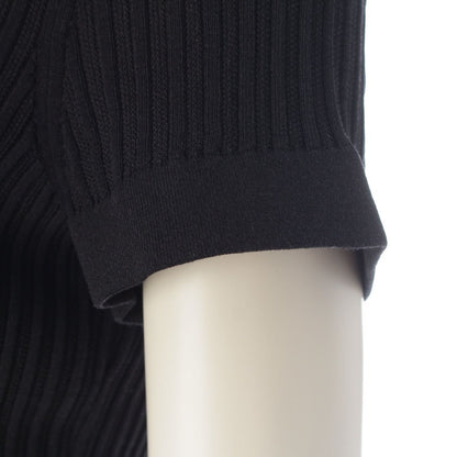 Chanel Circle CC Logo Short Sleeve Openwork Rib Knit Switch Dress Black 38 — view 7