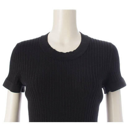 Chanel Circle CC Logo Short Sleeve Openwork Rib Knit Switch Dress Black 38 — view 5