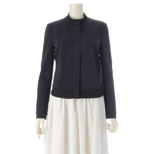 Prada Archives Nylon Silk Mesh Lining Contrast Zip Design Jacket Dark Navy 40