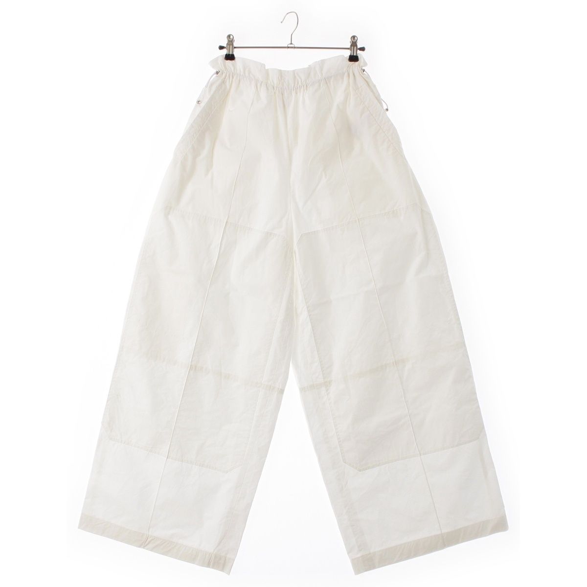 Hermes Cotton Waist Gathered Wide Pants Off White 32