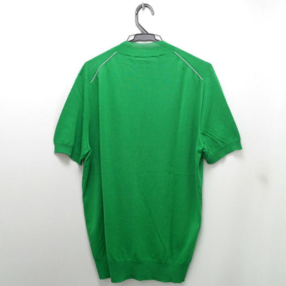Hermes Short Sleeve Knit Green Top Petite High Neck Cotton Sweater M — view 2