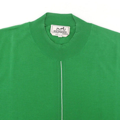 Hermes Short Sleeve Knit Green Top Petite High Neck Cotton Sweater M — view 3