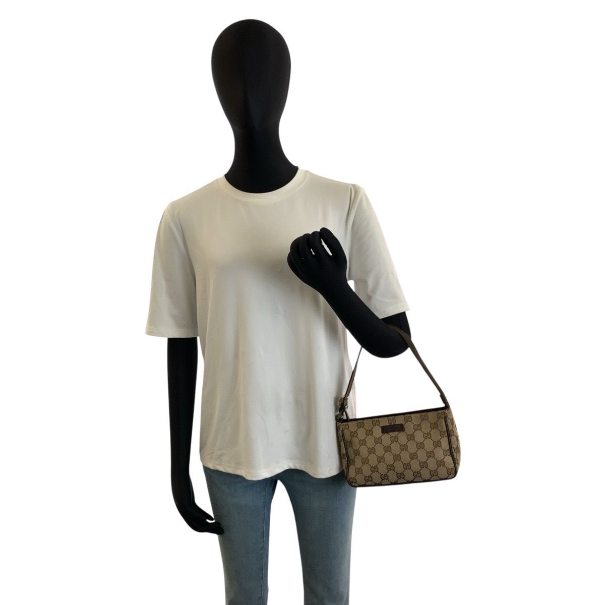 Gucci Brown Beige GG Canvas Handbag Pouch — view 7