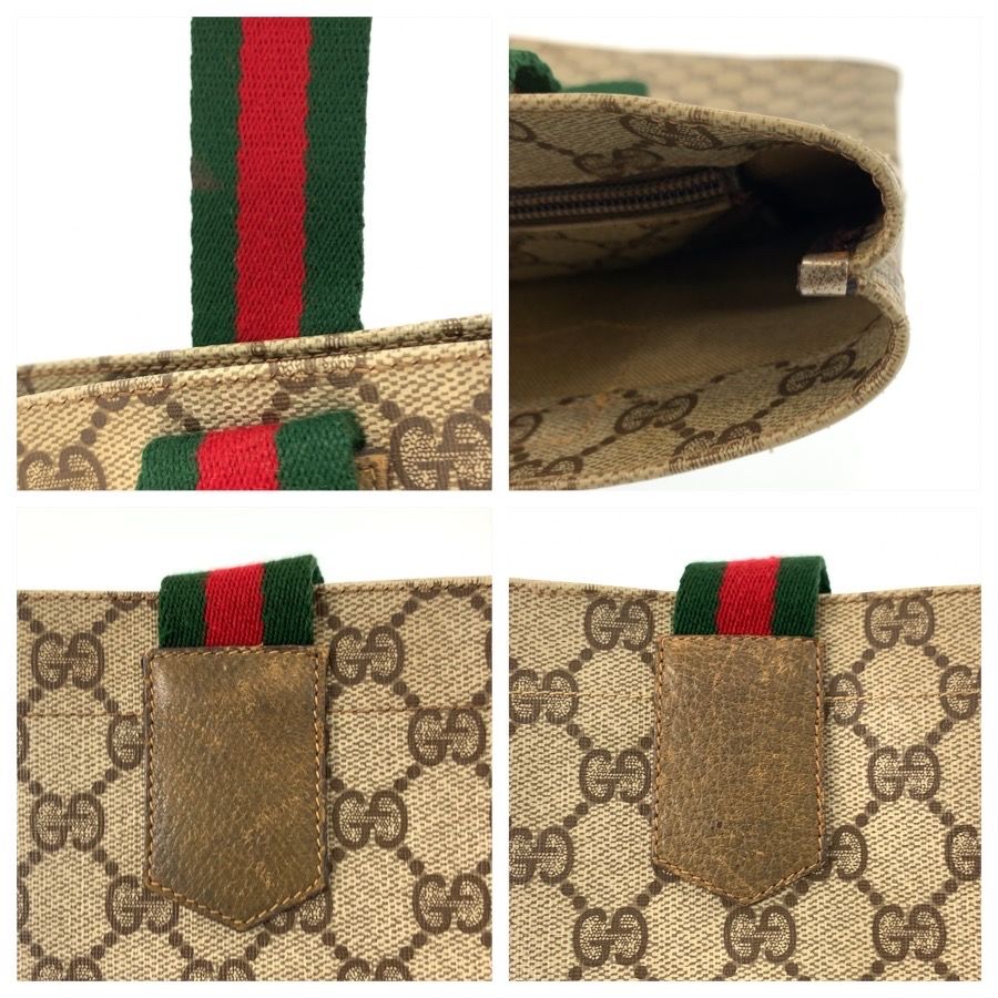 Gucci Vintage Sherry Line Beige GG Supreme Canvas 02 37 Tote Bag — view 5