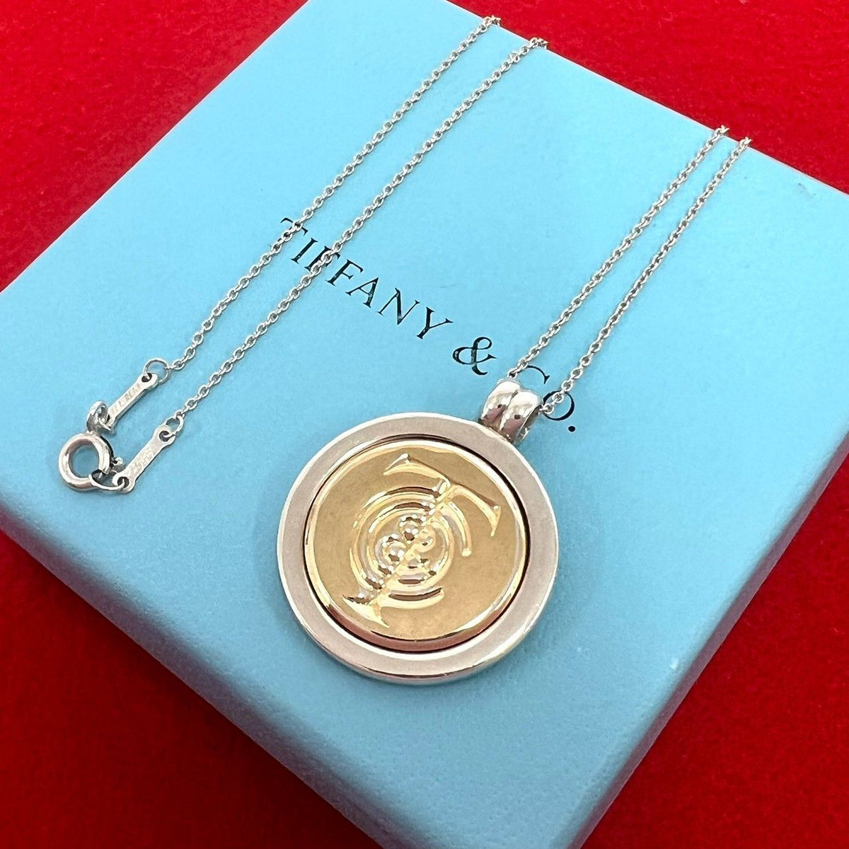 Tiffany & Co Coin Necklace Silver Yellow Gold