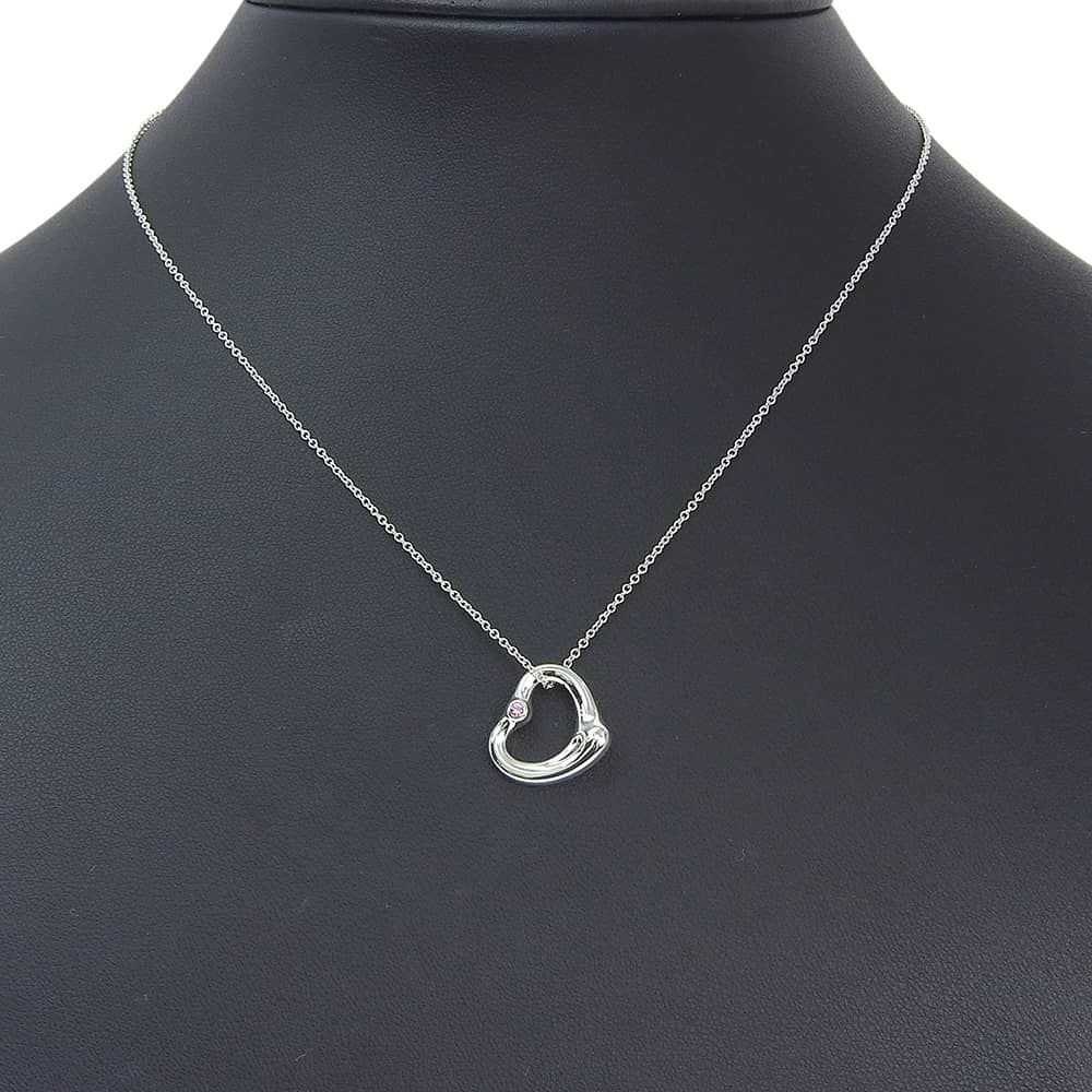 Tiffany & Co Open Heart 925 Sterling Silver Diamond Necklace — view 2