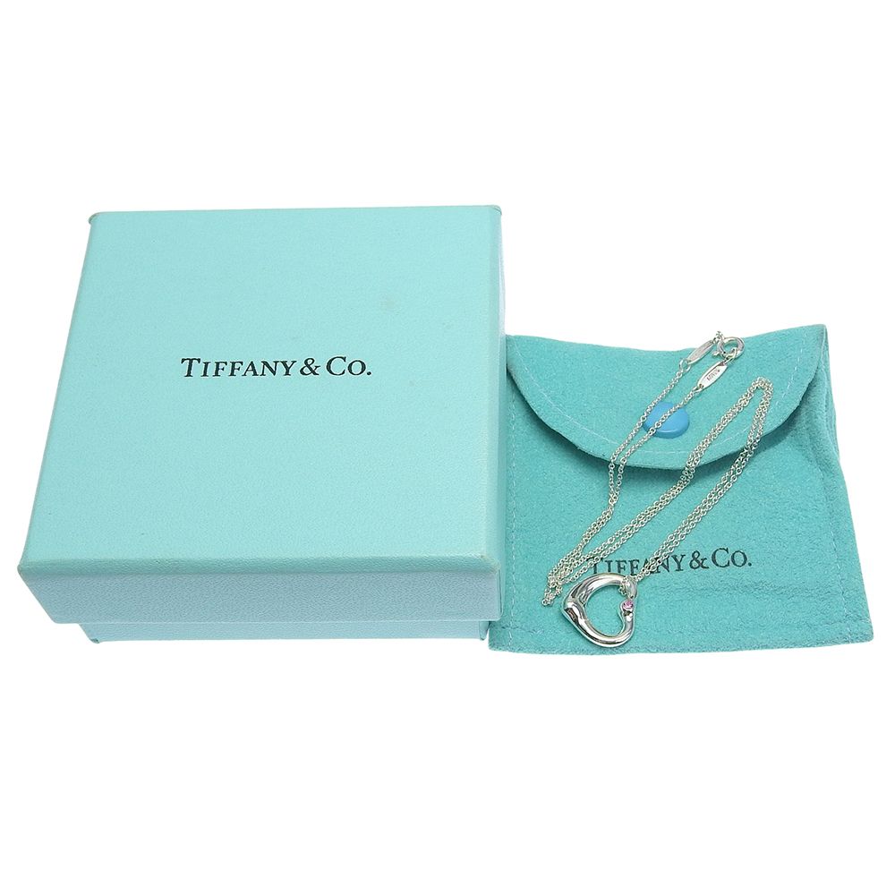 Tiffany & Co Open Heart 925 Sterling Silver Diamond Necklace — view 7