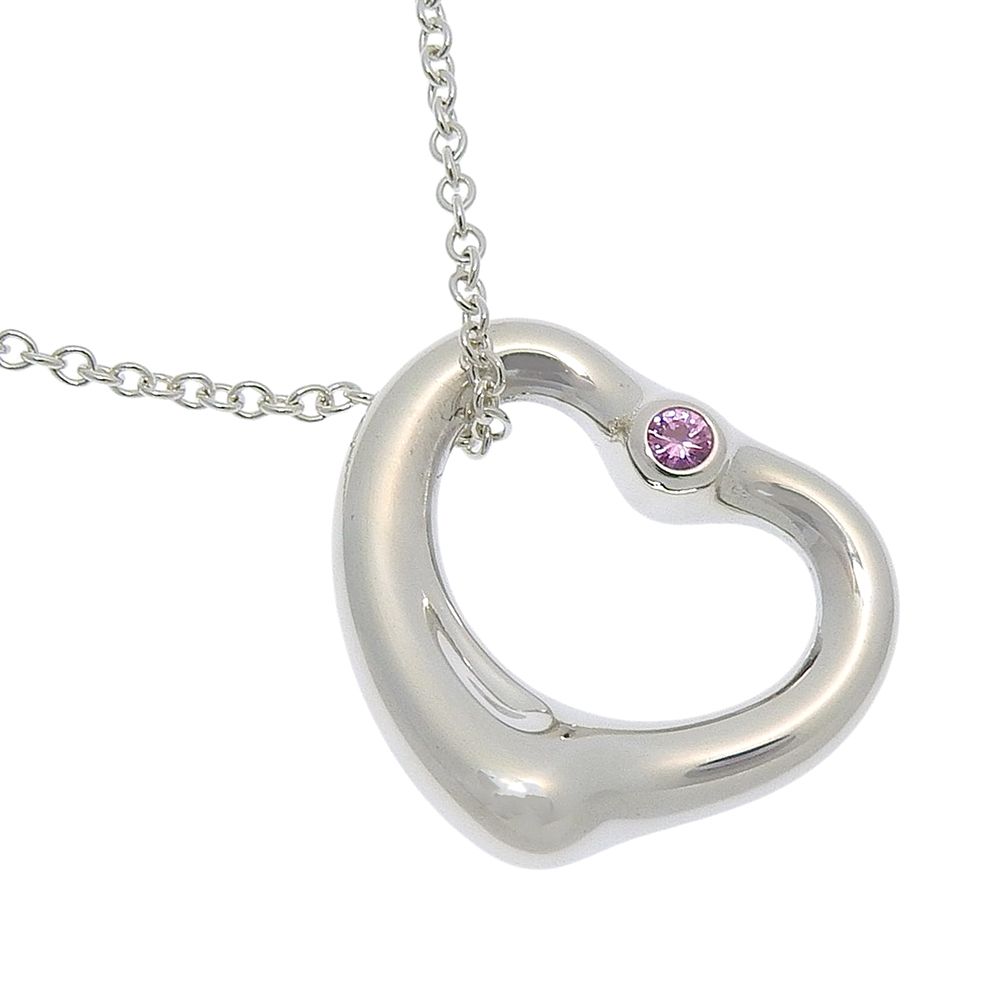 Tiffany & Co Open Heart 925 Sterling Silver Diamond Necklace