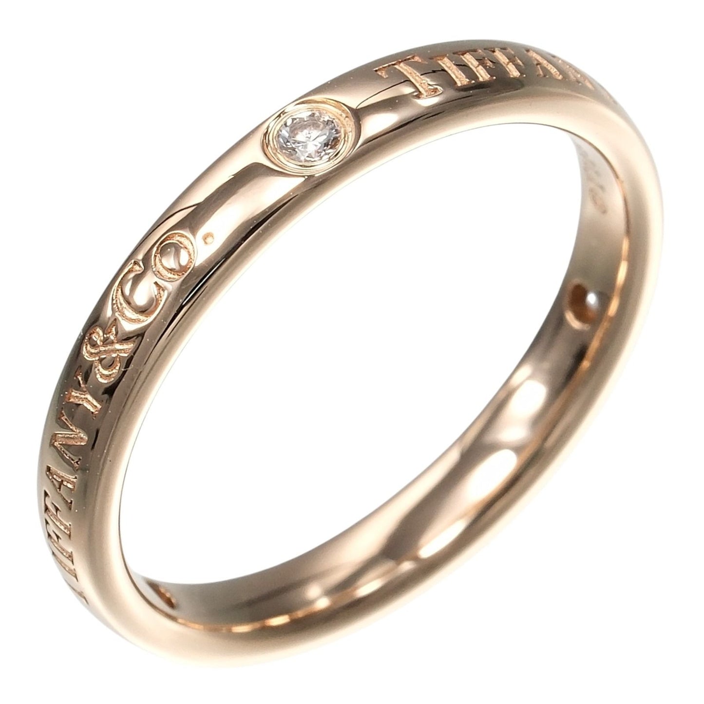 Tiffany & Co T&Co Band Ring 18k Pink Gold Diamond