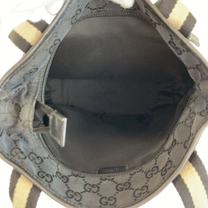 Gucci Sherry Line Black GG Canvas Leather Tote Bag — view 8