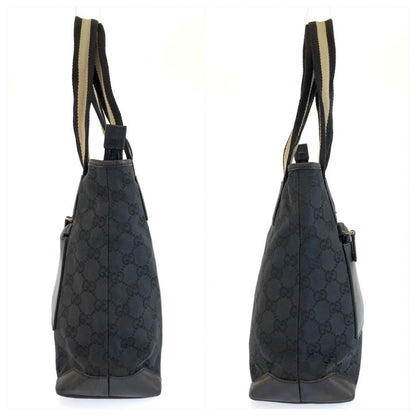 Gucci Sherry Line Black GG Canvas Leather Tote Bag — view 7
