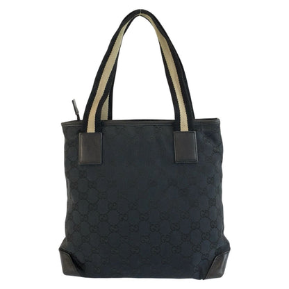 Gucci Sherry Line Black GG Canvas Leather Tote Bag — view 2
