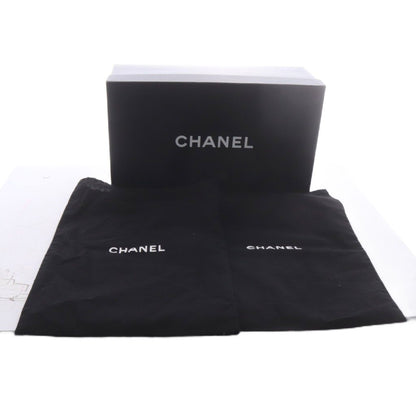 Chanel Pumps Chunky Heel CC Logo Strap Felt Patent Leather Black — view 7