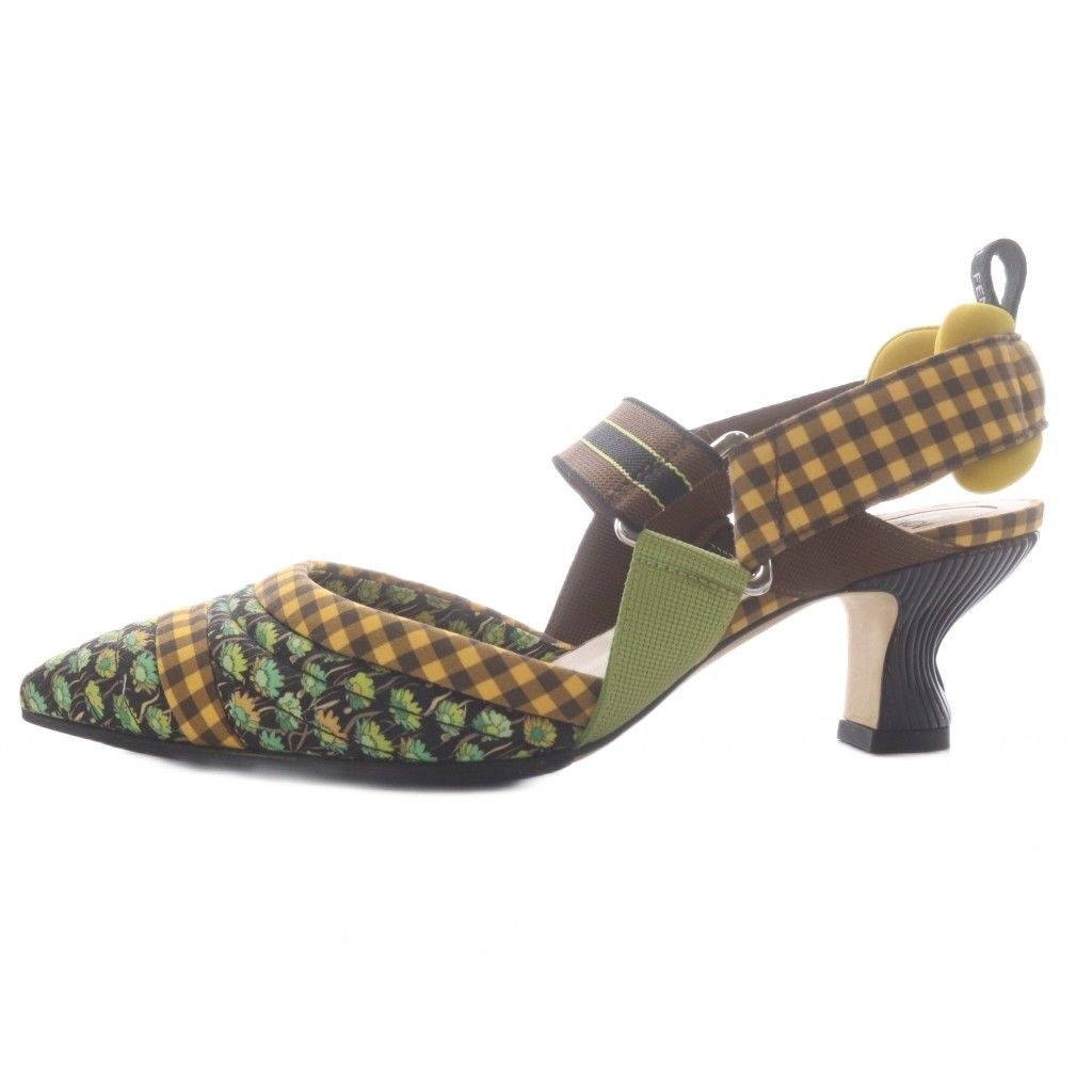 Fendi Multicolor Fabric Colibri Pointed Toe Slingback Pumps High Heels