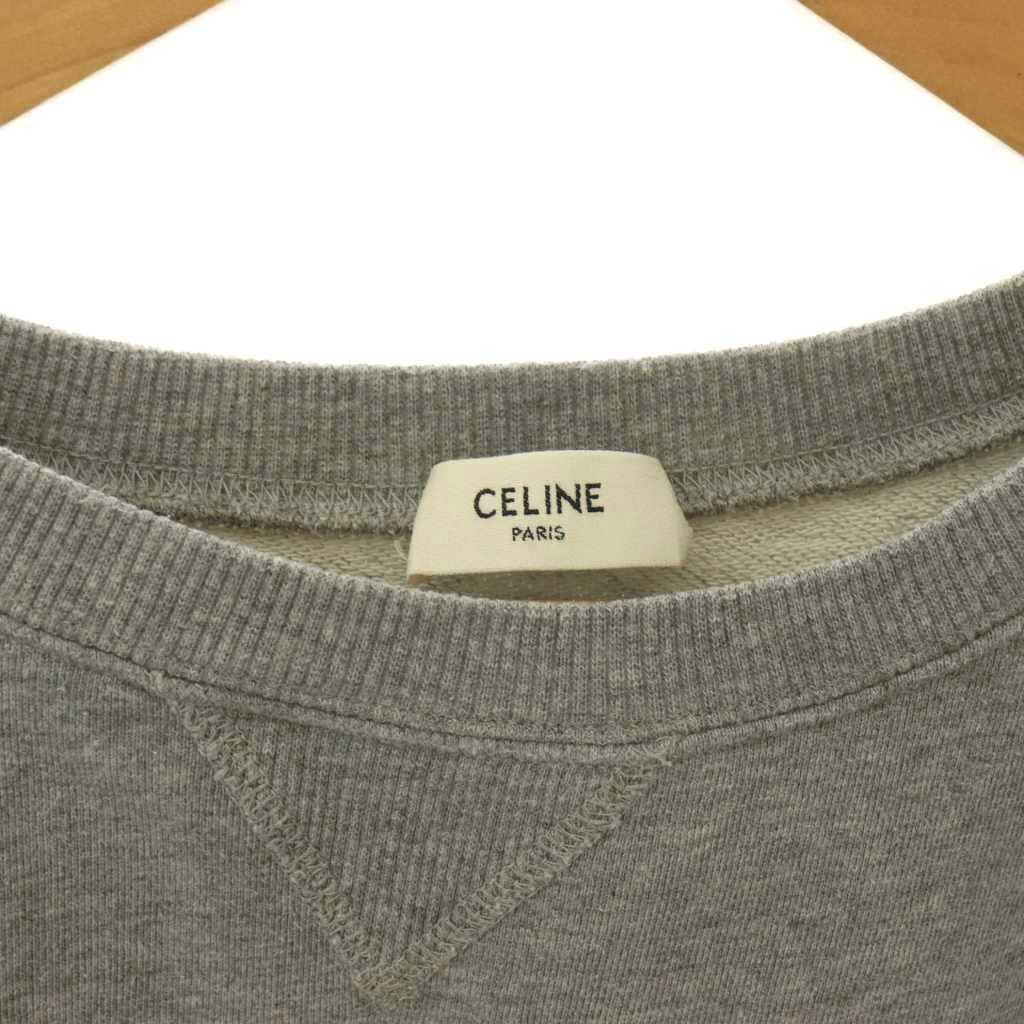 Celine Logo Loose Sweatshirt Pullover Cropped Gray White S — view 5