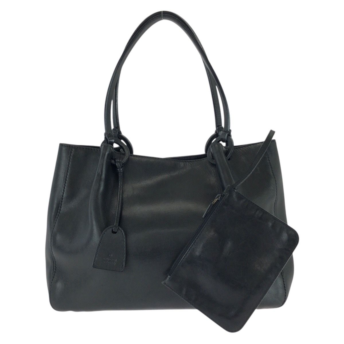 Gucci Black Silver Leather Tote Bag