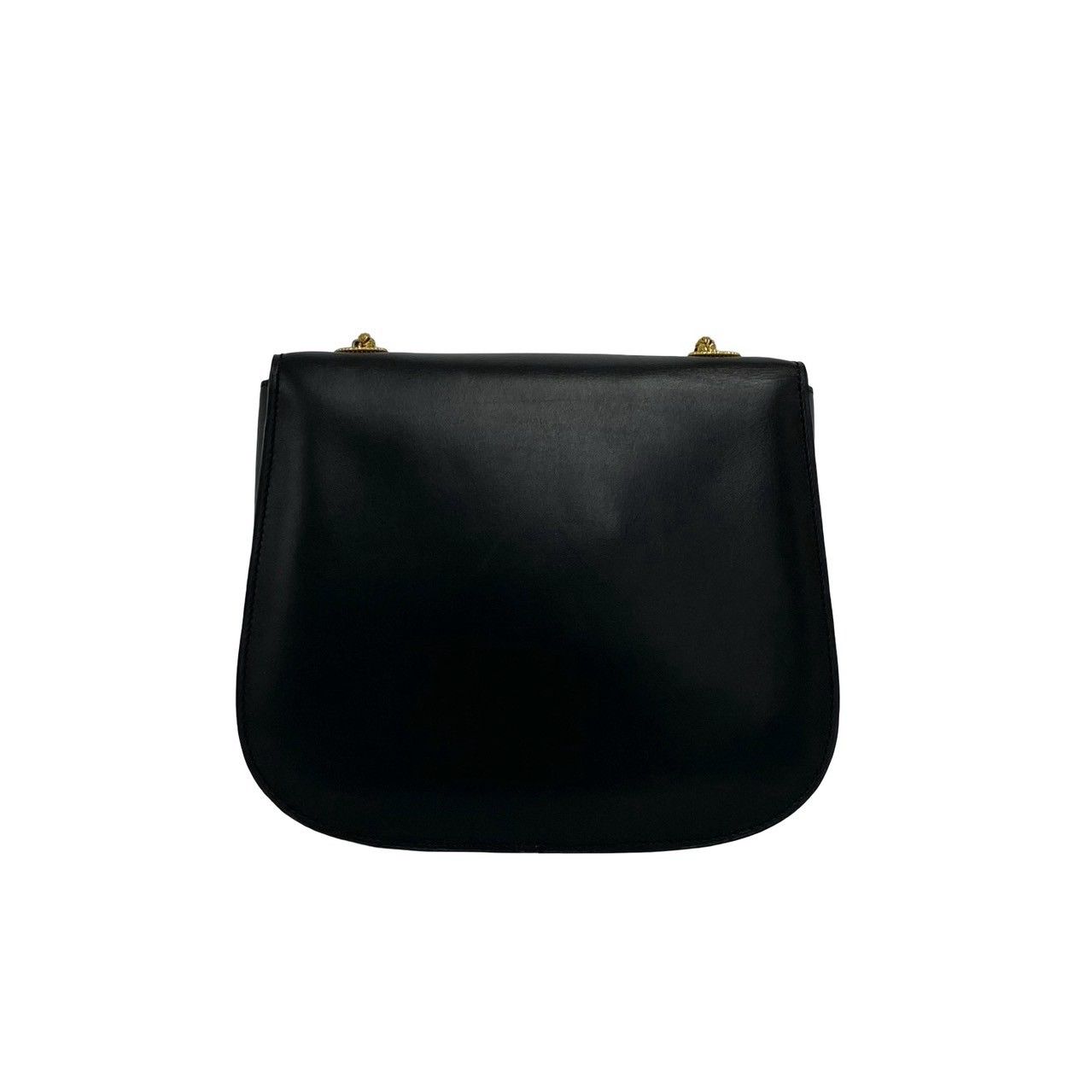 Celine Triomphe Logo Leather Chain Shoulder Bag Pochette Crossbody Black — view 3