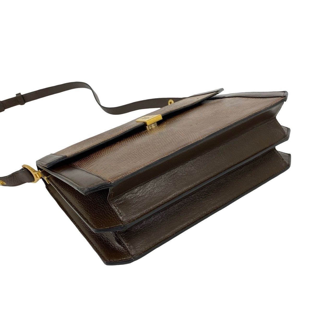 Saint Laurent Vintage YSL Logo Leather Shoulder Bag Pochette Brown — view 7