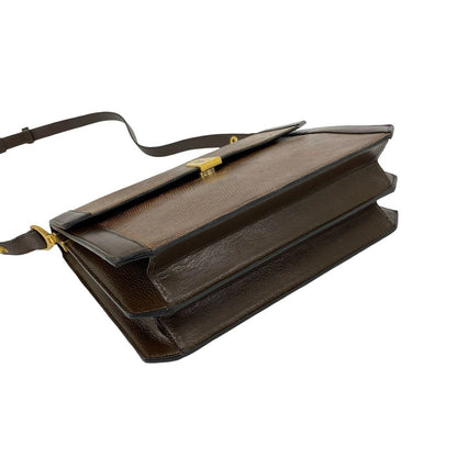 Saint Laurent Vintage YSL Logo Leather Shoulder Bag Pochette Brown — view 7