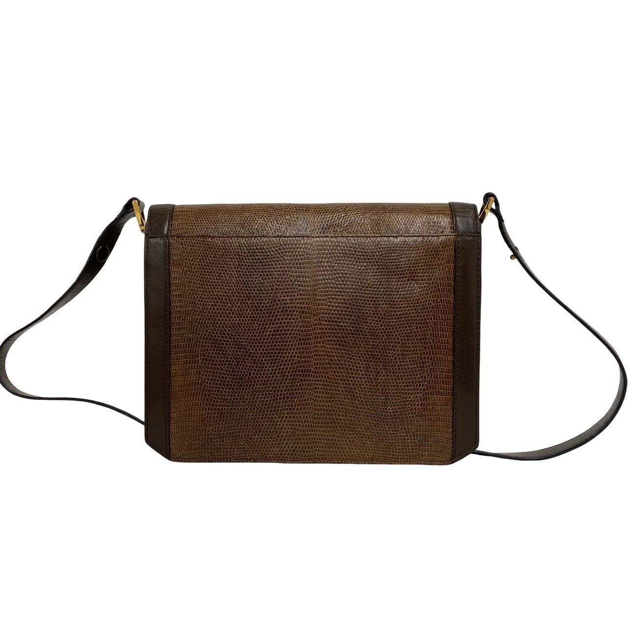 Saint Laurent Vintage YSL Logo Leather Shoulder Bag Pochette Brown — view 3