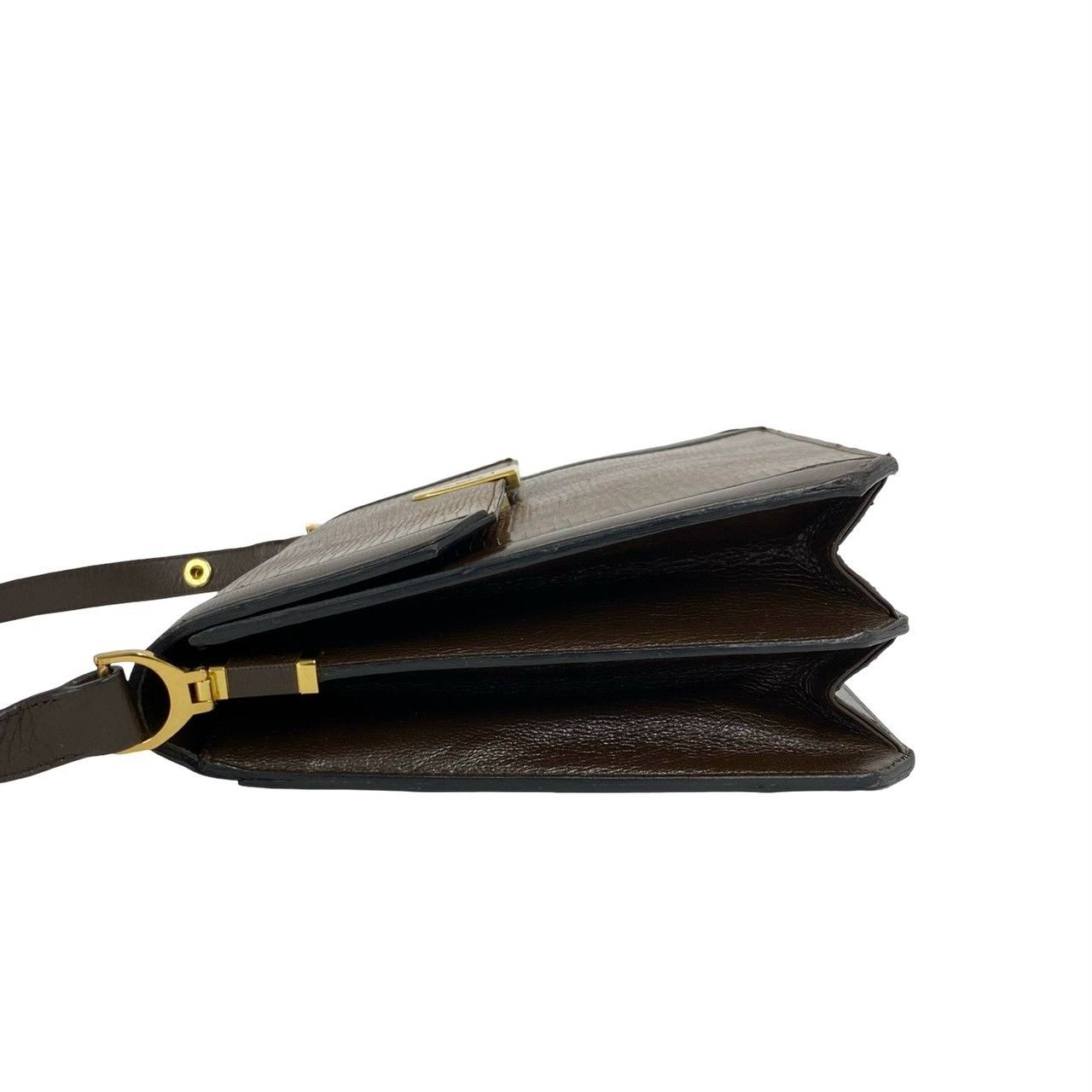 Saint Laurent Vintage YSL Logo Leather Shoulder Bag Pochette Brown — view 5