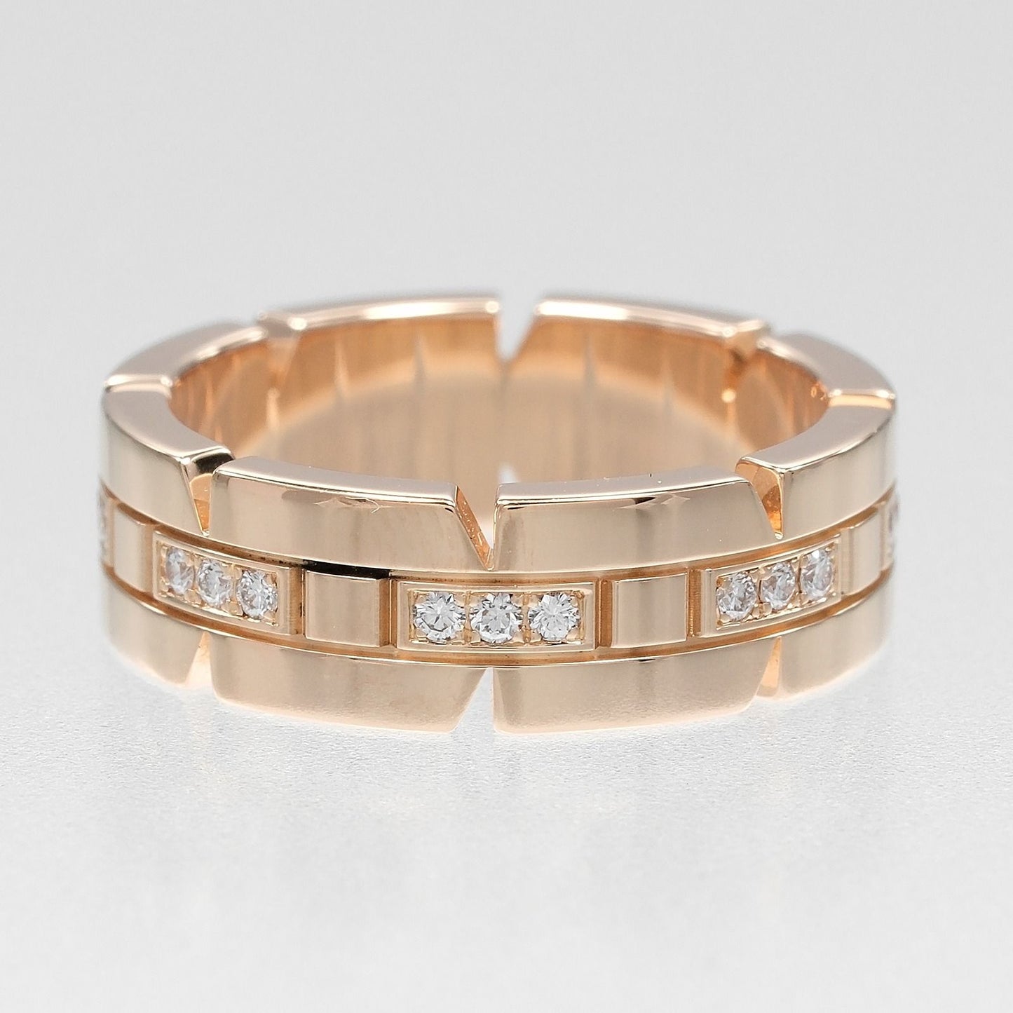 Cartier Tank Francaise 18k Pink Gold Diamond Ring — view 7