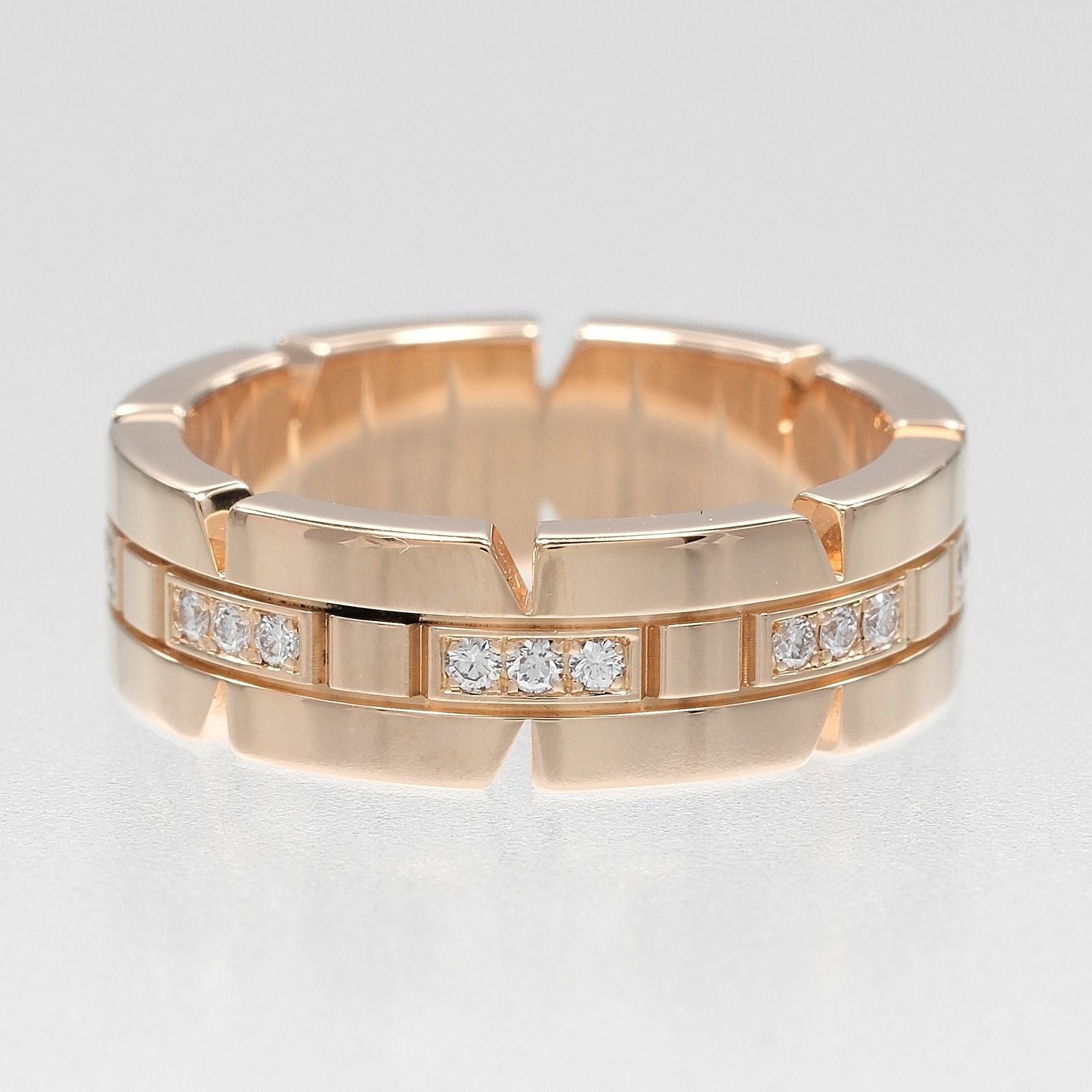 Cartier Tank Francaise 18k Pink Gold Diamond Ring — view 7