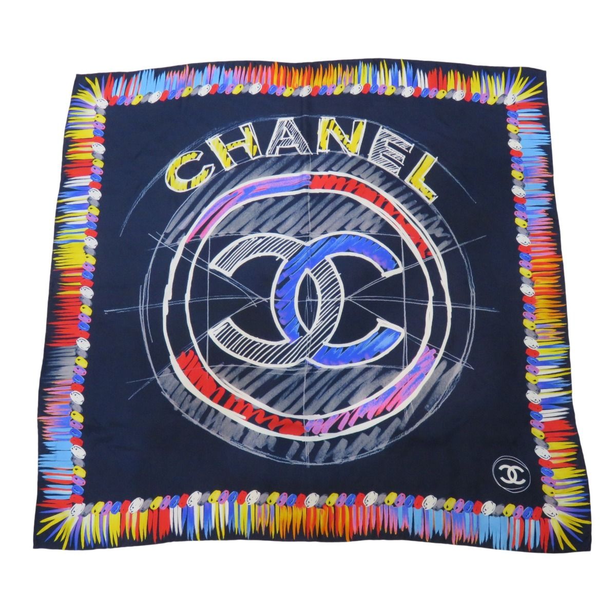 Chanel Scarf Silk Scarves Blue