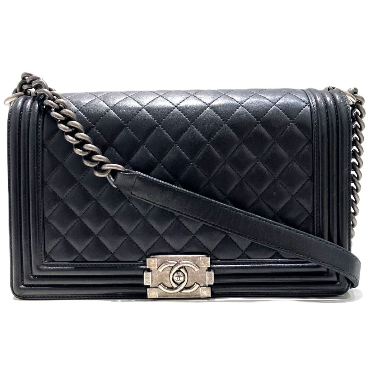 Chanel Large Chain Shoulder Bag Boy Lambskin